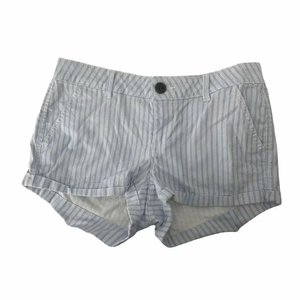 Light Blue Cuffed Chino Shorts Striped Sz Junior 7